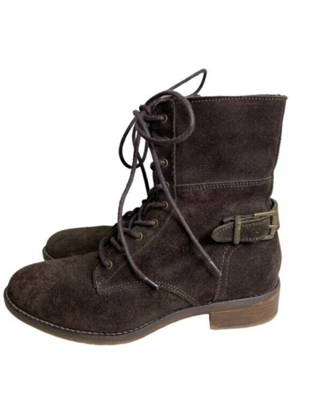 FAT FACE WomenBrown Suede Lace-Up Ankle Boots With Side Zipper & Buckle Detail 3